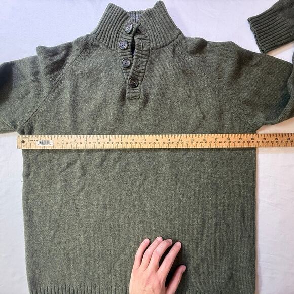 Springfield Original Lambswool Sweater Olive Green Mock Neck Button Pullover M3 - Picture 11 of 12
